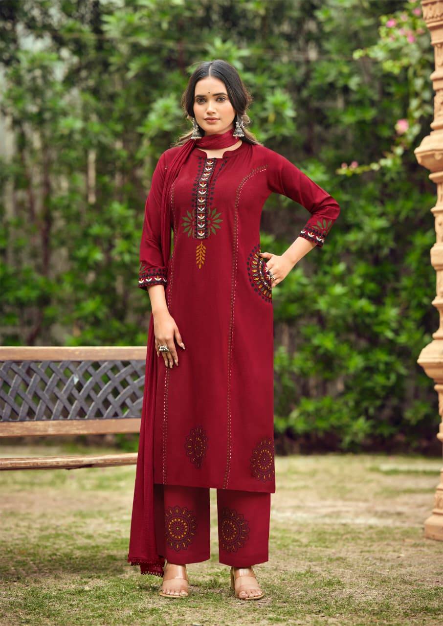 SAANVI By WOODEE 1001 To 1006 Series Designer Ethnic Wear Collection Rayon Kurtis At Wholesale Price